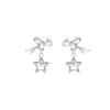 Korean Hot Style Diamond Star Bow Earrings with S925 Silver Needle