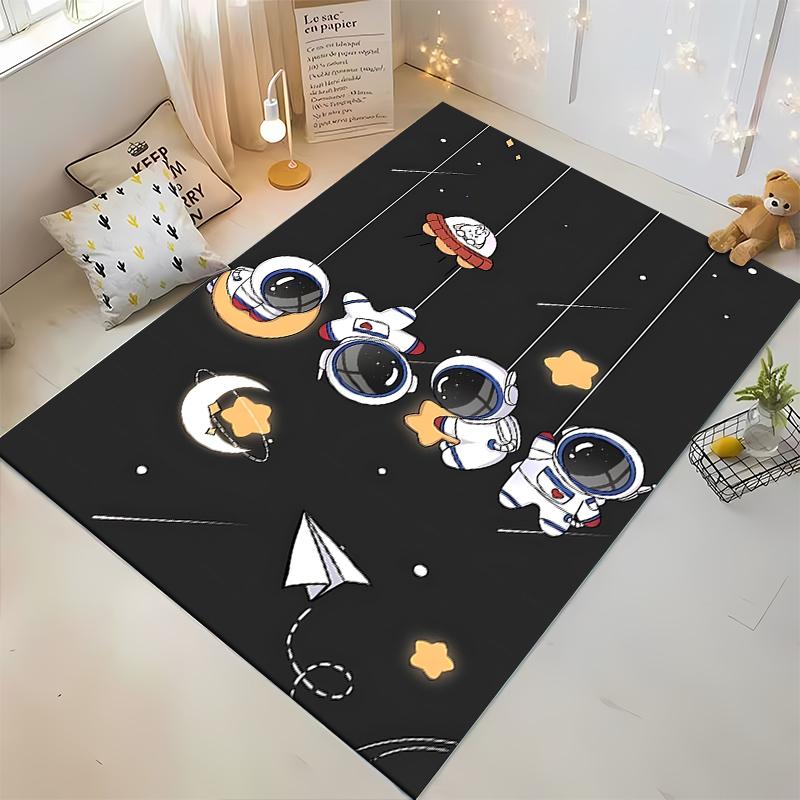 Cute Astronauts and Stars Rug Suitable for Use As an Anti-slip Game Mat for Living Room and Bedroom Sofas