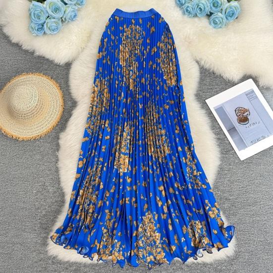 Fustă Lungă Stil Retro Talie Înaltă Elastică Fustă Pliată Imprimată cu Fluturi Tiv Larg Fustă din Material Respirabil Purtare Zilnică