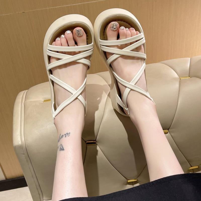 Platform Muffin Sandals Women's Summer New Small Cross Strap High Heels