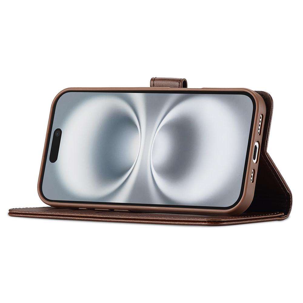 LC.IMEEKE For iPhone 17 Case Calf Texture PU Leather Stand Wallet Phone Cover