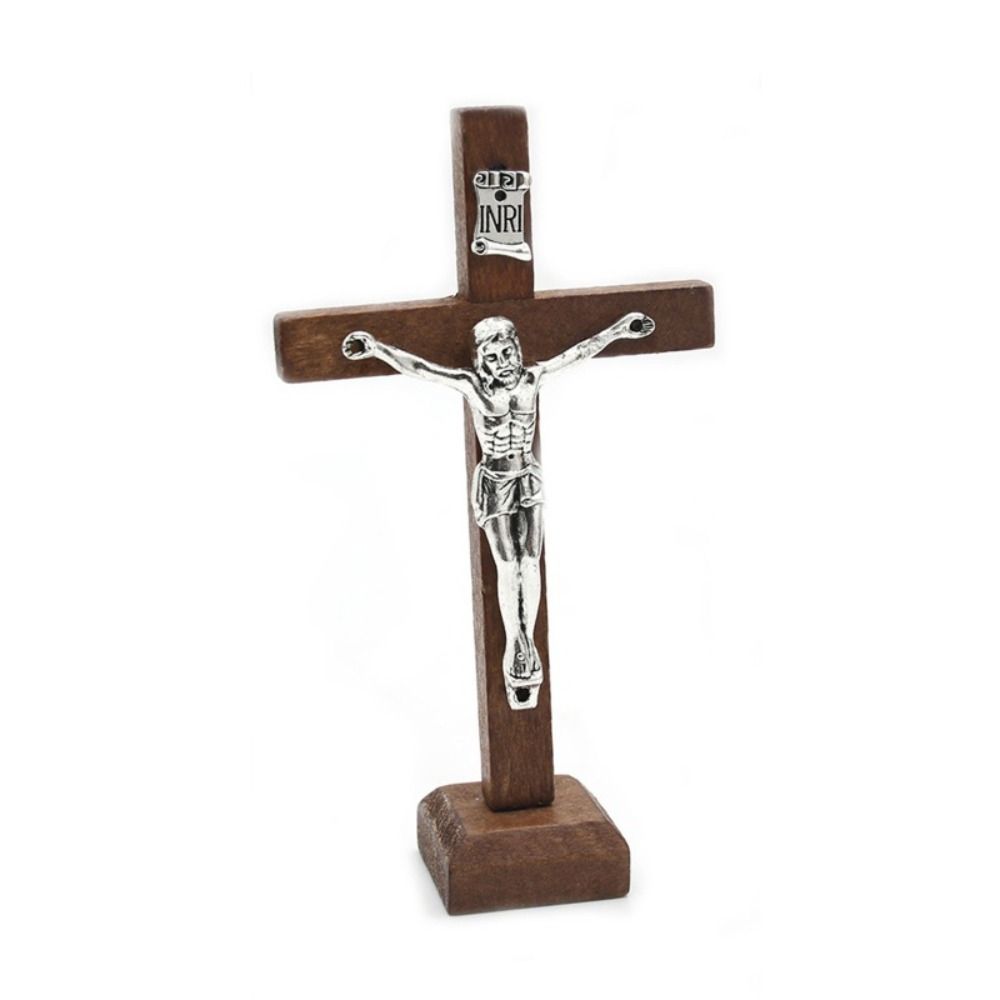 Religious Charm Wood Crucifix With Stand Vintage Religious Decoration Home Decoration