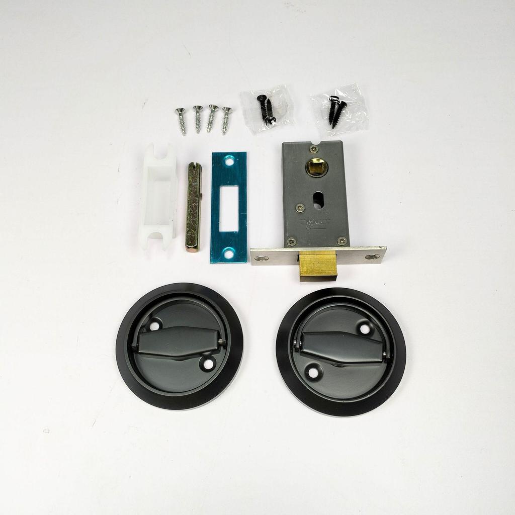 Stainless Steel Invisible Door Lock with Pull Ring, Single/Double-Sided Mounted Round Handle.