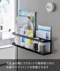 Yamazaki Jitsugyo Magnetic Refrigerator Side Supplement & Seasoning Rack Black Approx. W40 x D8 x H10cm Tower Spice Rack Tray Storage Bulk Storage