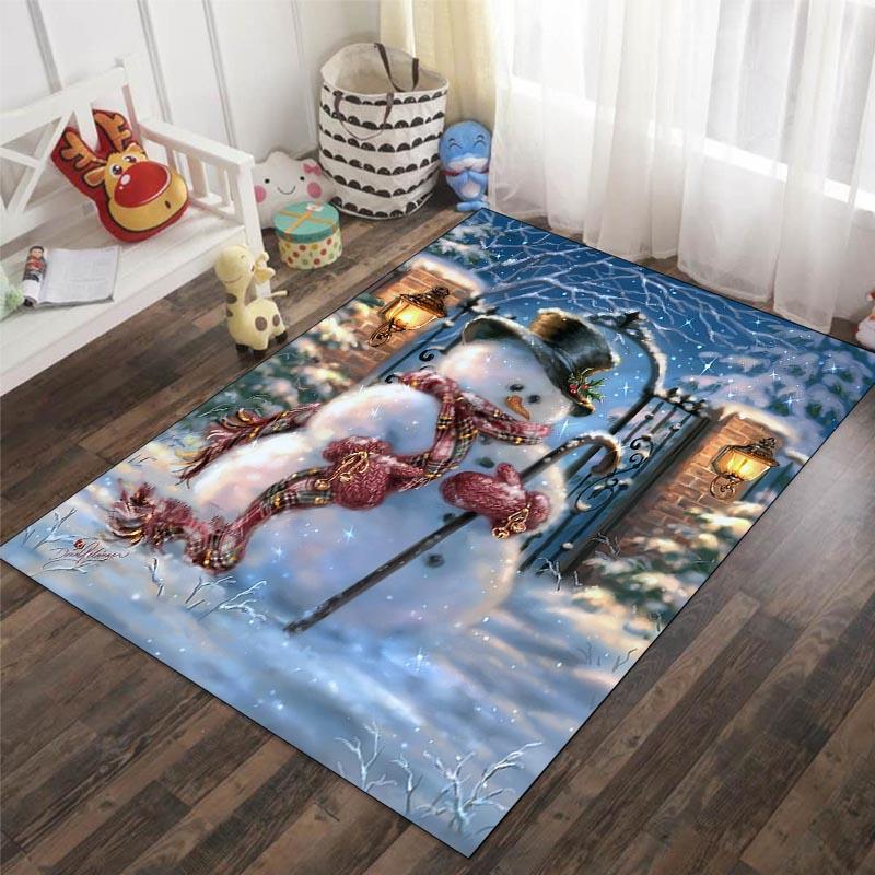 Santa Claus Reindeer Snowman Christmas Decoration Carpet Living Room Bedroom Carpet Entrance Porch Door Mat Home Decoration