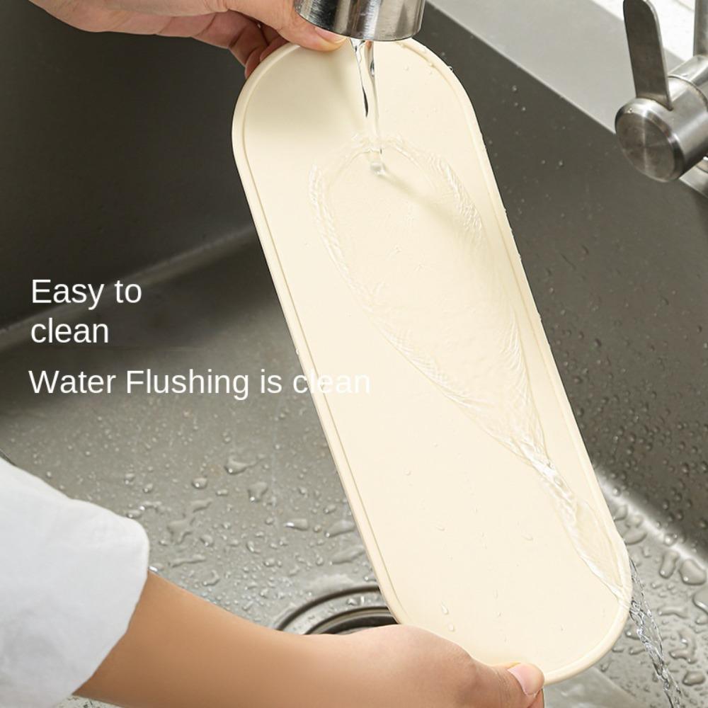 Anti Slip Dish Draining Mat Oval Silicone Vanity Tray Soap Dispenser Tray  Dessert
