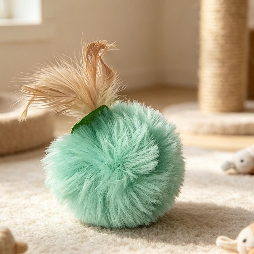 With Feather Cat Toy Persimmon-Shaped Interactive Chasing Pet Toy Portable Pet Toy Cats Kittens