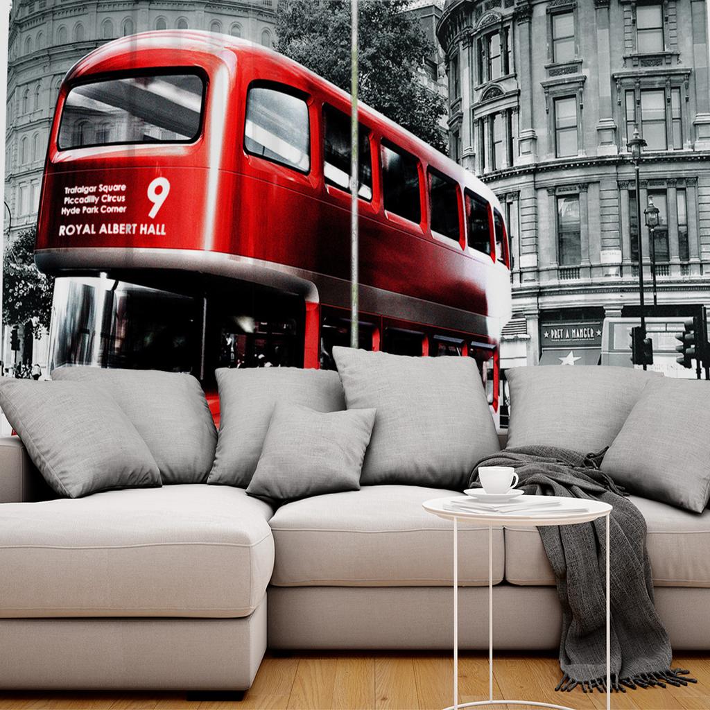 Red Bus London Street Scenery Local Color Window Curtains Scenic Curtains for Living Room Decorative Items Living Room