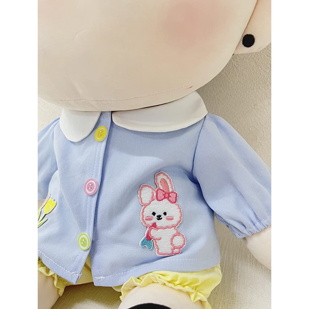 Niannyyhouse 40cm Plush Clothes Set for Kindergarten, Loose Fit, Jacket and Shorts, Dress-Up, Cotton Doll, Accessories (Blue)