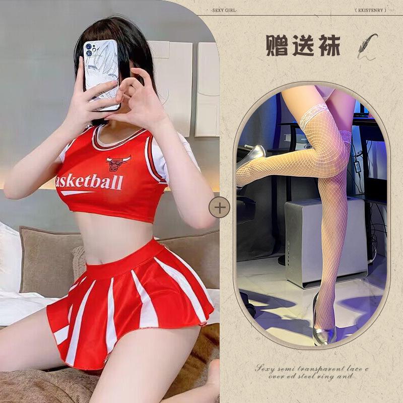 Fun underwear, sexy dynamic football baby split suit cos cheerleaders jersey perspective temptation