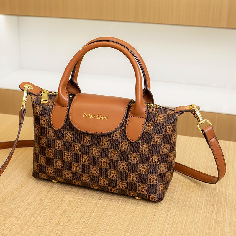 

Новая клетчатая маленькая квадратная сумка женская ручная сумка с принтом модная личность универсальная новая сумка на плечо сумка-мессенджер сумка темно-коричневого