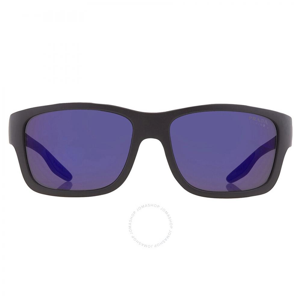 

Prada Linea Rossa Dark Blue Mirror Violet Rectangular Men s Sunglasses PS 01WS 11C05U 59