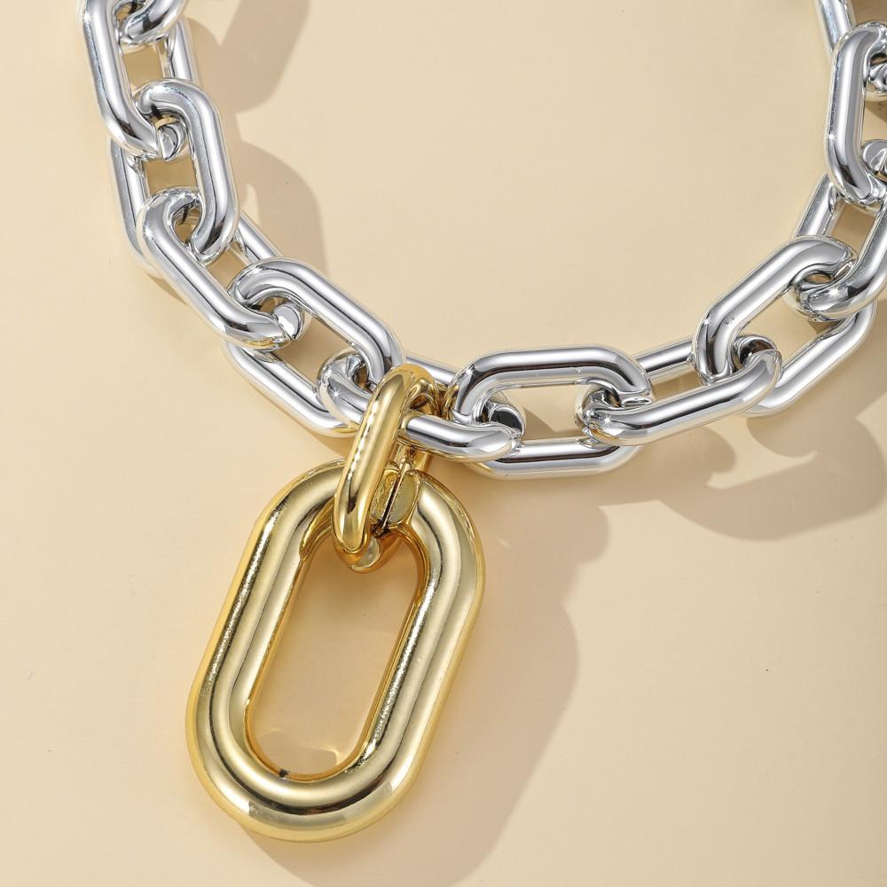 Fashionable Alloy Chain Necklace With Unique U Shape And Geometric Design For Women