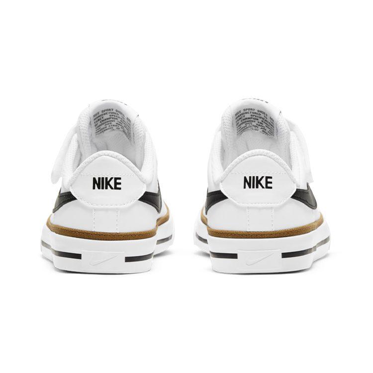 Nike Court Legacy Low Top Skateboard Shoes White Black Kids' DA5381-102