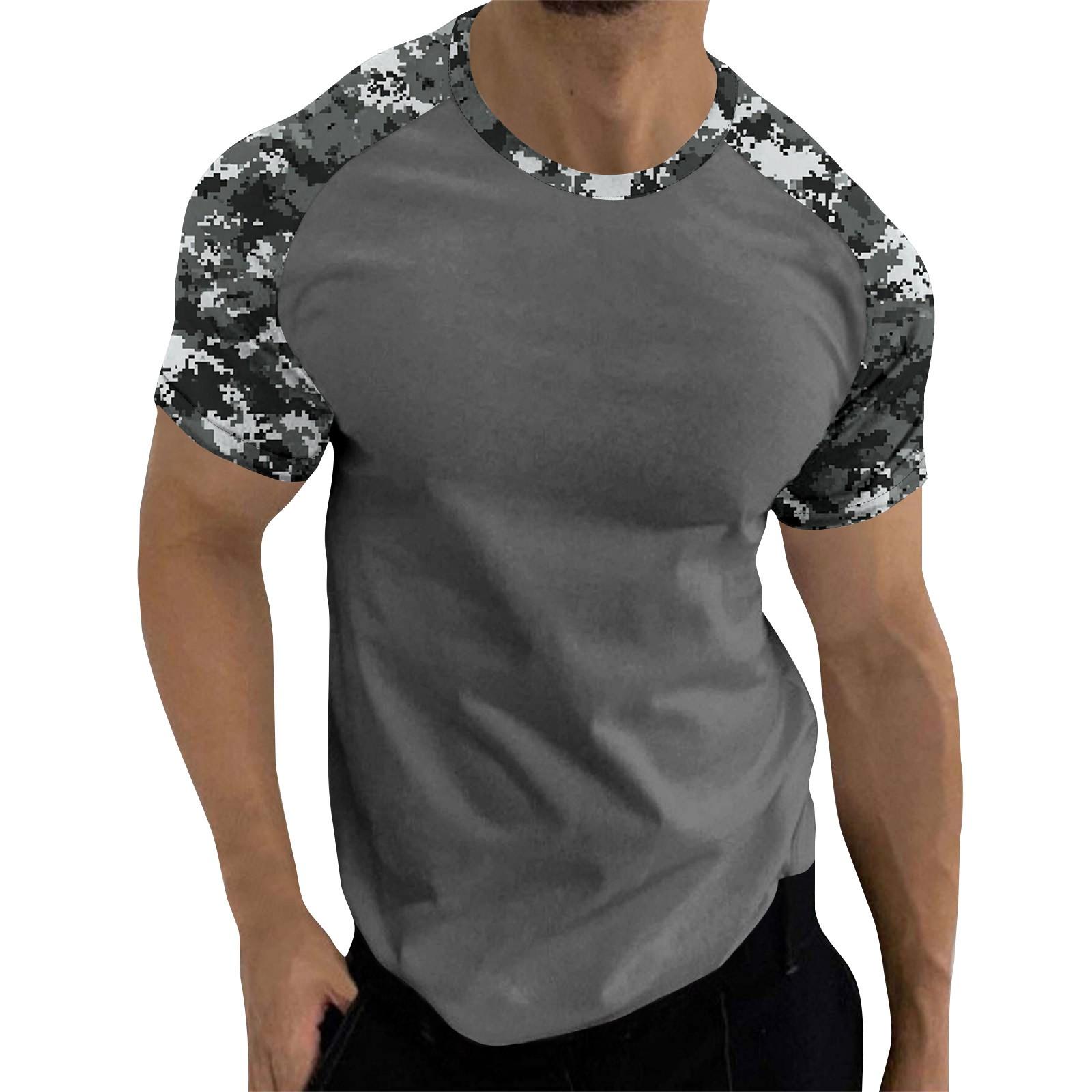 

Мужской топ с короткими рукавами реглан с принтом в стиле камуфляж L