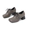Scarpe con tacco alto a punta spessa, stringate, a taglio basso, tinta unita, patchwork rétro, nuove per la primavera e l'estate