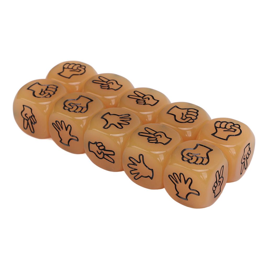 10pcs Finger Guessing Dice Luminous 6 Sided Lightweight Rock Scissors Paper Dice Set for Board Game