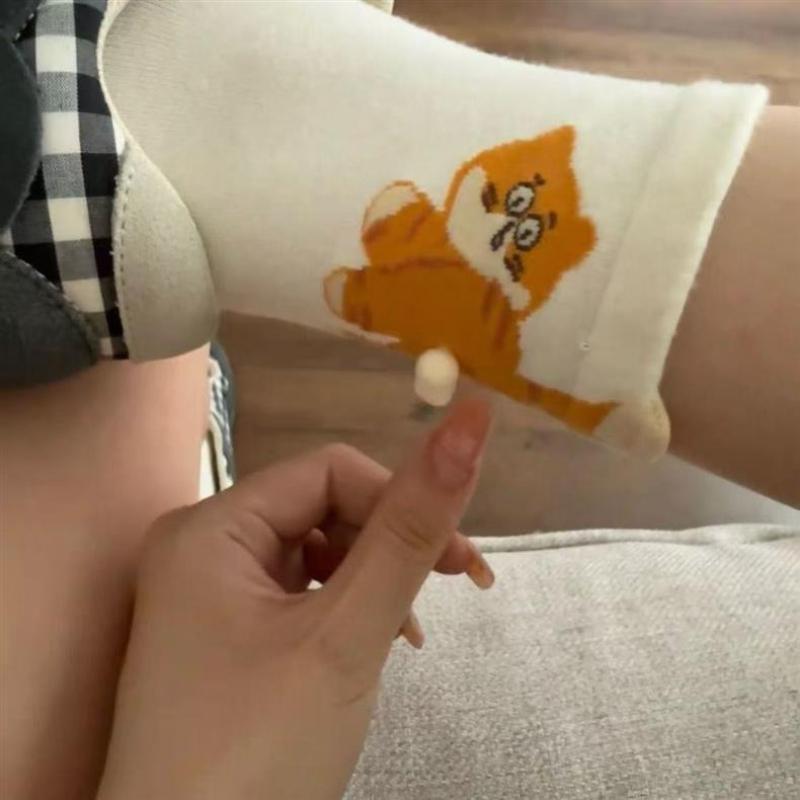 3 Pairs Cute Funny Cat Socks with Balls for Women Novelty Animal Socks 3D Sock Cat Lover Gifts for Grils