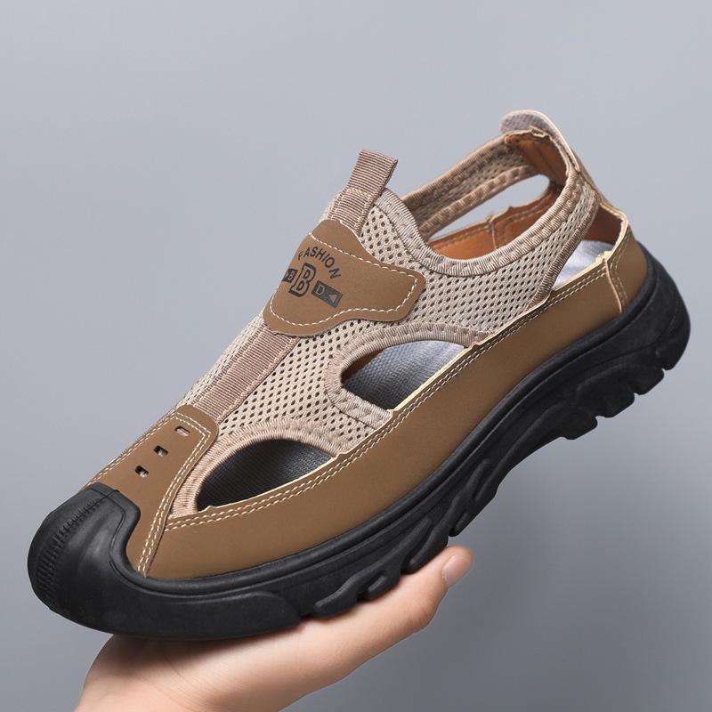 Men's Sandals Summer New Mesh Hole Shoes Beach Shoes Soft Sole Comfortable Outdoor Wading Shoes