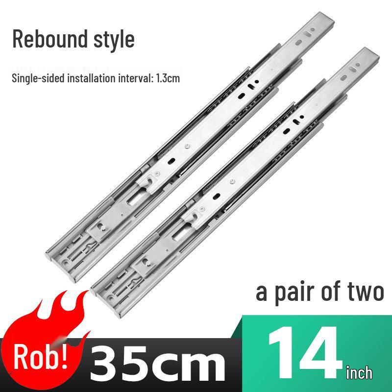Stainless Steel Soft-Close Drawer Slides: Three-Section, Self-Opening, Silent Runners
