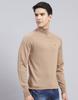 MONTE CARLO Mens Solid Camel Brown High Neck Full Sleeve Pullover