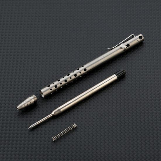 4.7" Length Titanium Alloy Ballpoint Pen Retractable Lightweight EDC Pen with Pocket Clip for Office Business School