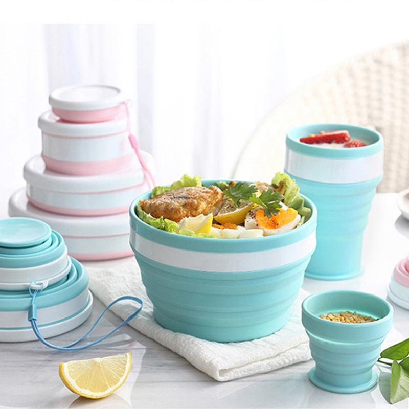 New Design Eco-Friendly BPA Free Handmade Silicone Foldable Collapsible Bowl Dinnerware Drinkware for Camping