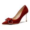 817-8 High Heels Women's Thin Heels 2025 New Pointed Head Shallow Mouth Single Shoes Show Clothes Red Bridal Wedding Shoes