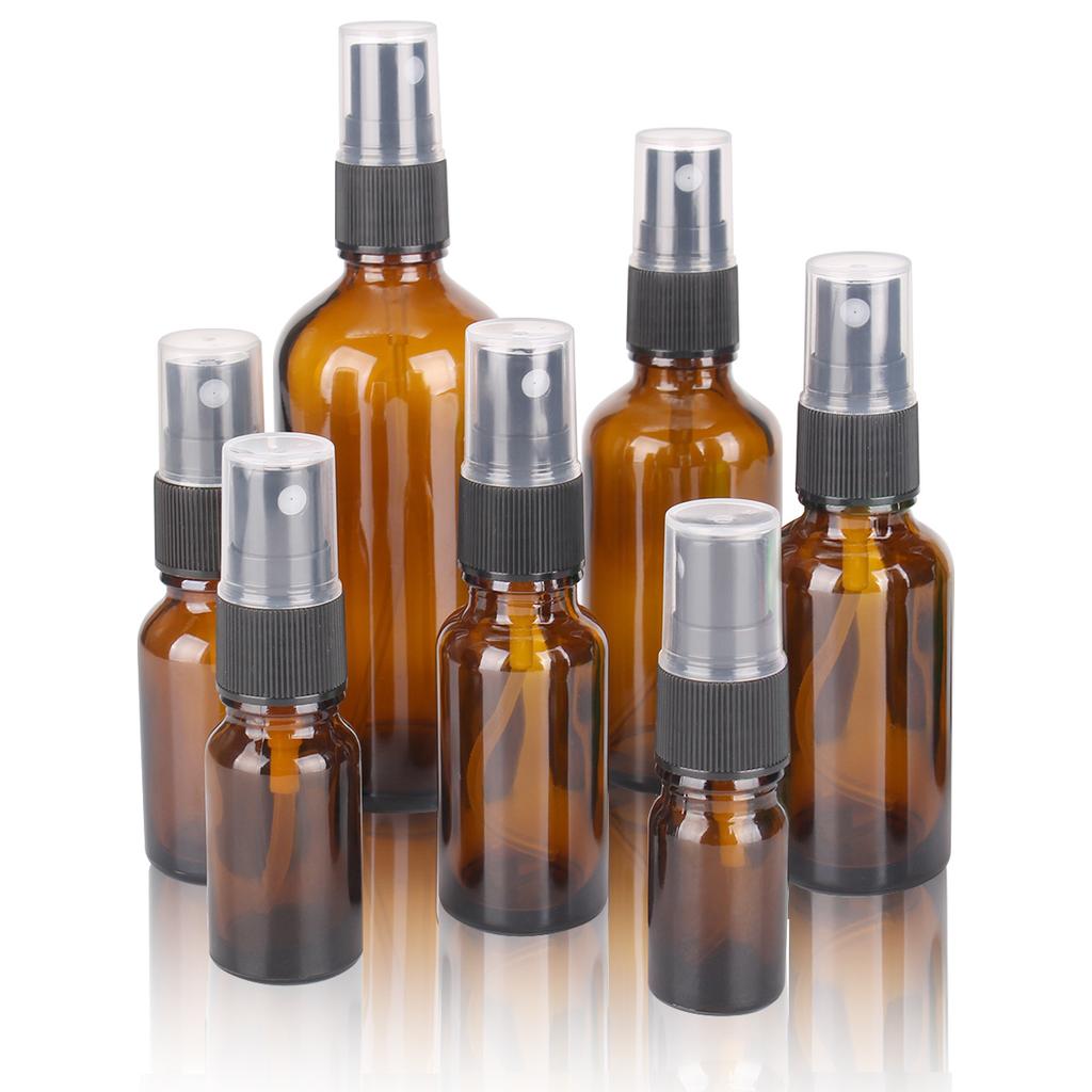 1 Stück 5 ml 10 ml 15 ml 20 ml 30 ml 50 ml 100 ml Braunglas Alkohol Desinfektionsmittel Sprühflasche mit Feinsprühkopf für Ätherische Öle