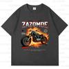 ZAZOMDE Unisexs High Street Motorcycle Racing Short Sleeve T Shirt Pure Cotton Oversized Streetwear Tee Vintage Design Casual Wear