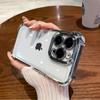 Purple Plating Clear Shockproof Phone Case For iPhone 14 13 12 15 16 Pro Max Plus XS XR X Hard Acrylic Four Corner Anti-Shock Cover