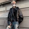 Lederjacke Herren Frühling und Herbst Kurz Freizeit PU-Lederjacke Trendig Gebratene Straße Lokomotive Kleidung