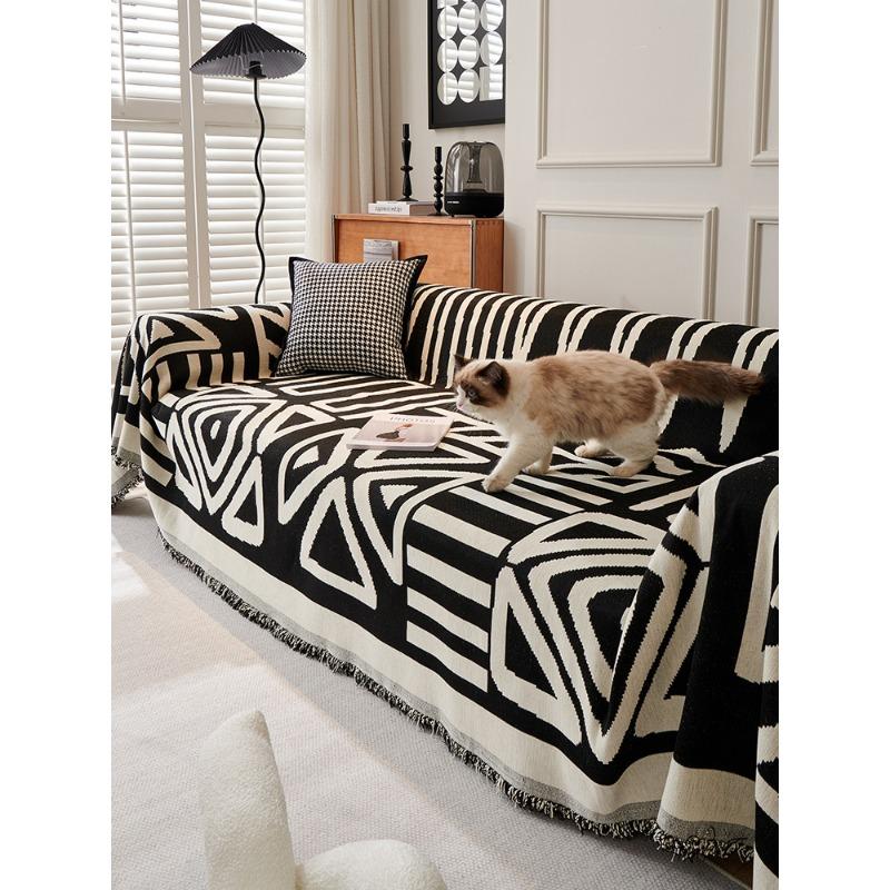 

Chenille Black White Sofa Cushion Cover Four Seasons Universal Simple All-InJUEusive Backrest Towel JUEoth 180*90cm