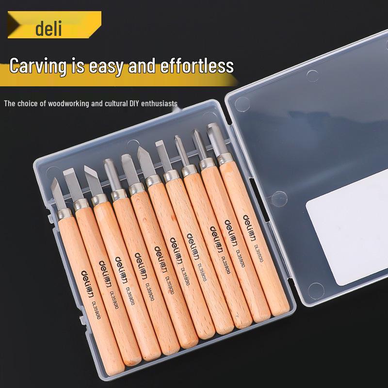 Handcrafted Woodworking Carving Knife Set - Complete Wood & Root Carving, Seal Engraving, Rubber Stamp Tools with Wooden Handles