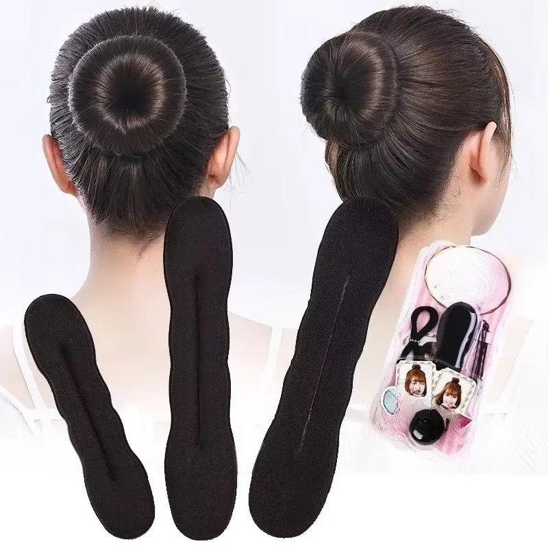 Women Sponge Hair Styling Donut Bun Curler Maker Black Hair Clip Ring Girls Braider Magic Foam Donut Twist  DIY Tool Accessories