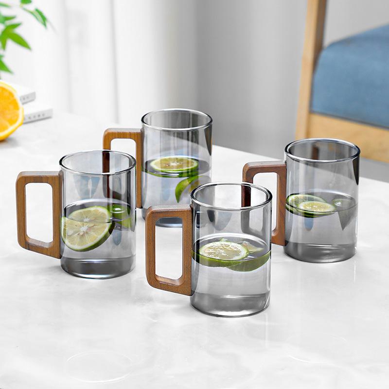 High-End Glass Tea & Water Cup Set with Handle - Luxurious Drinkware for Home and Office
