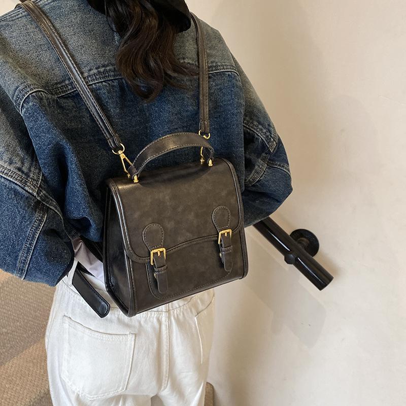 Premium Texture Retro Portable Small Bag Femininity Backpack Large Capacity Messenger Bag
