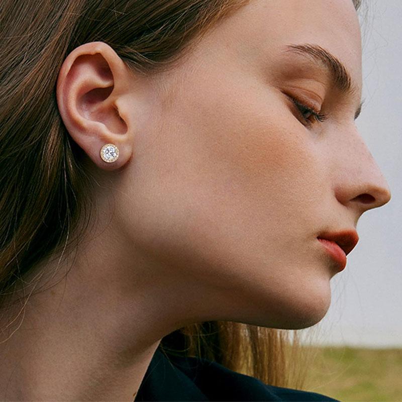 4 pair Stud Earrings for Women Men Gold Plated Hypoallergenic Silver Post Earrings Big Brilliant Simulated Diamond