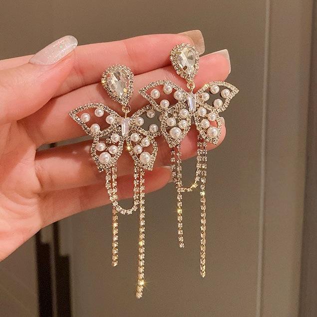 Brincos da Moda Exquisitos com Borla Longa: Elegante, Brilhante e Versátil para Mulheres