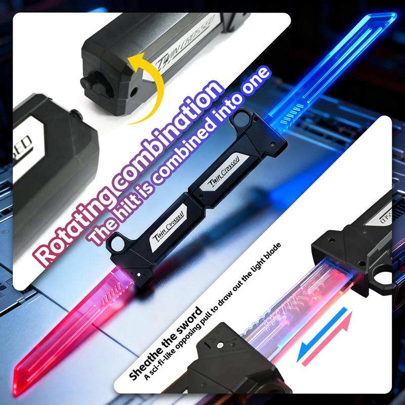 Bright Double Edged Telescopic Lightsaber Flash Sword With Red And Blue Light For Cosplay Sword Toy Party Family Interactive Toy