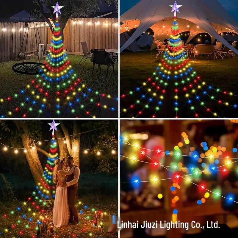 LED Star Waterfall Lights Outdoor Christmas Courtyard Decoration