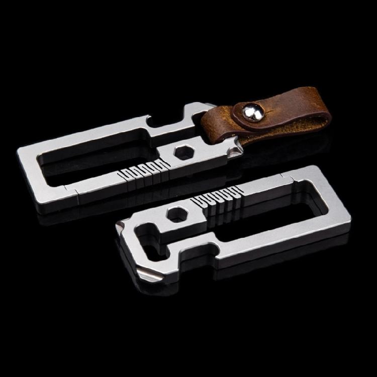 Titaniums Alloy Keychains Clip Waist Hanging Keychain Buckles with Bottle Opener Screwdriver Outdoor Tool Key Holder
