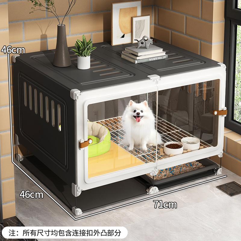Cage pour Petit Chien avec Toilettes Luxe Une Pièce Un Salon Villa pour Animaux de Compagnie Cage pour Chiots avec Zone Toilettes Séparée Maison pour Chiens d'Intérieur
