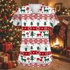 Women's Christmas Print V-Neck Short-Sleeve Work Top with Pockets and Side Slits