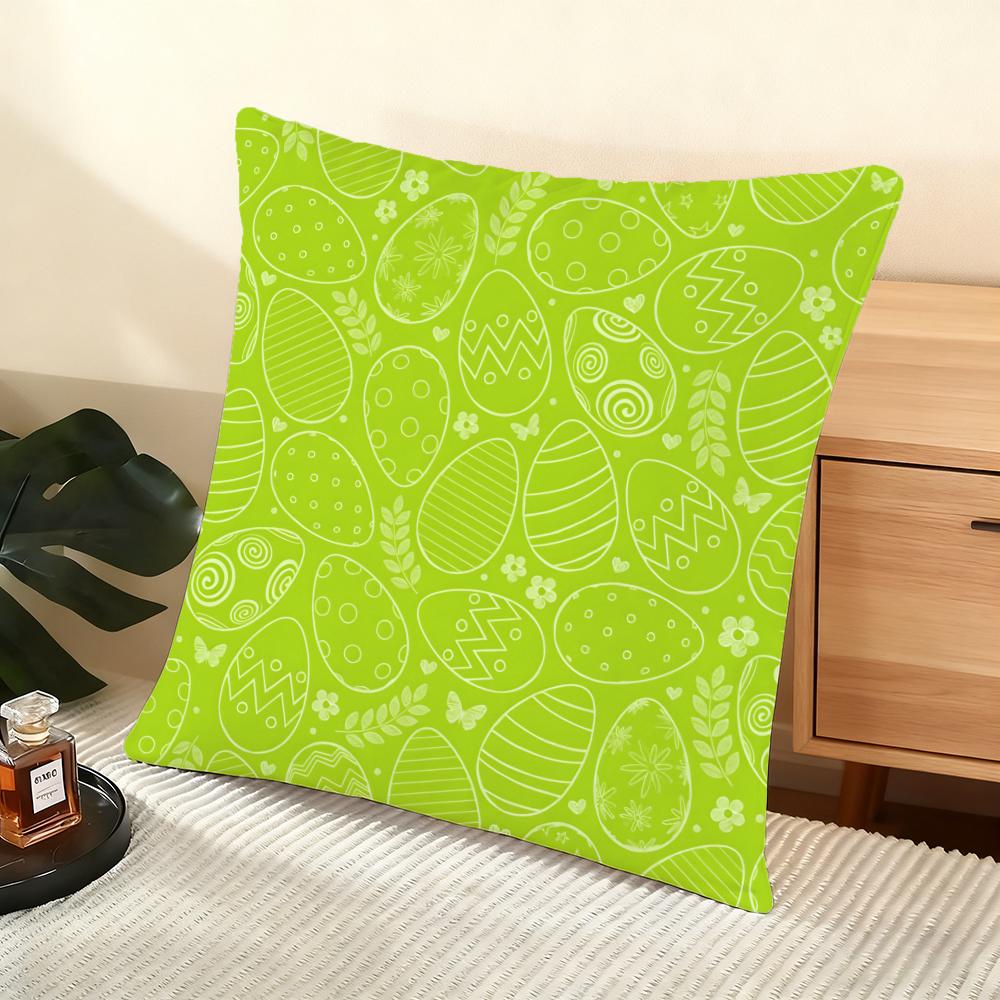 Happy Easter Cushion Cover Soft Short Plush Pillow Cover Smooth Cozy Texture Aesthetic Cushion Case Home Decor