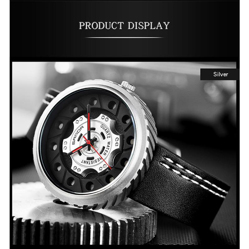 New Watch Men's Belt Business Quartz Watch Hollow Large Dial Fashion Personality Trendy Watch