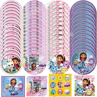 Gabby Dollhouse Balloons Birthday Decoration Kit Mix  Gabby Cat Napkins Cups Tablecloth Plates Backdrop Supplies Party Favor