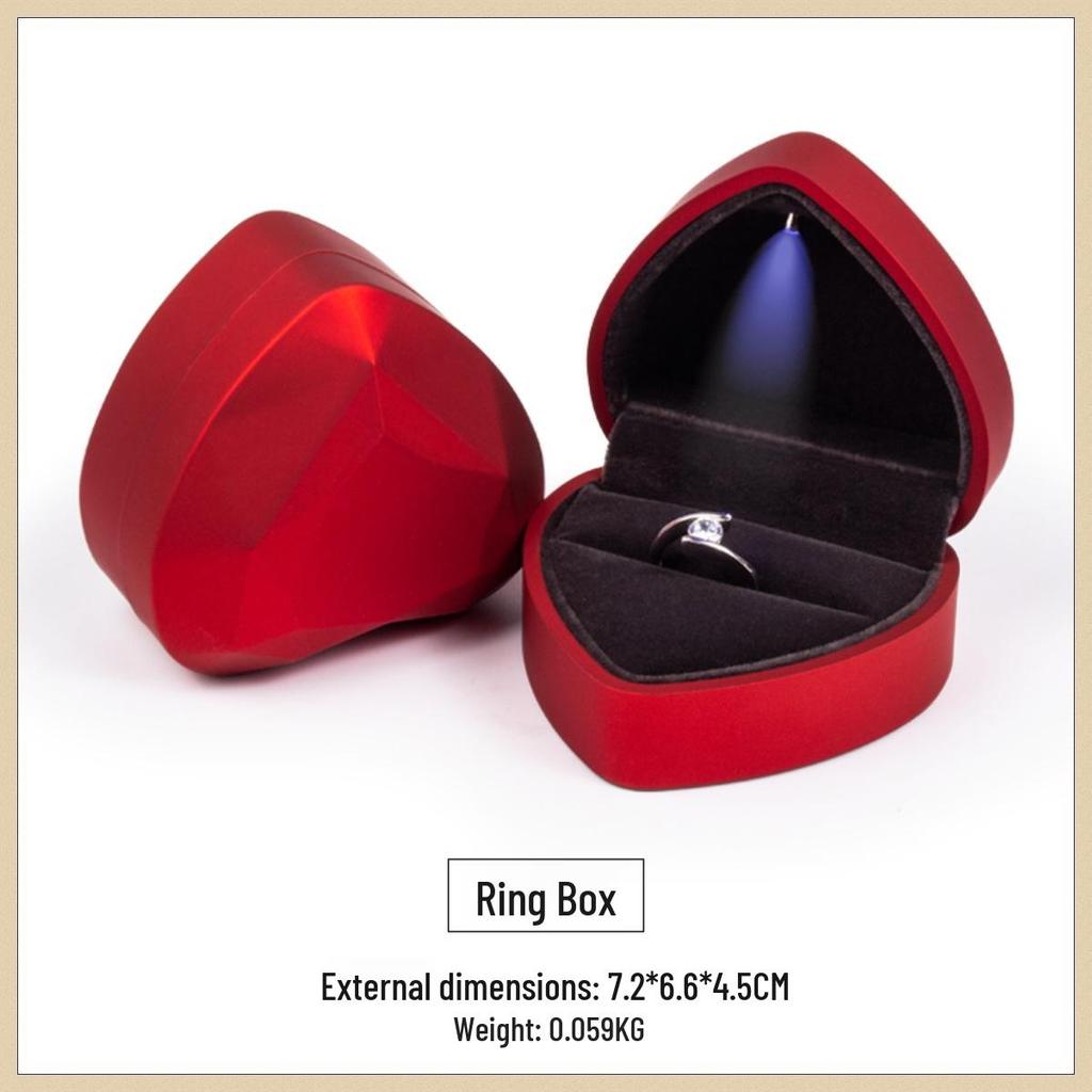 Herzförmige Leuchtende Schmuckschatulle: Luxuriöse beleuchtete Ring- & Halsketten-Box