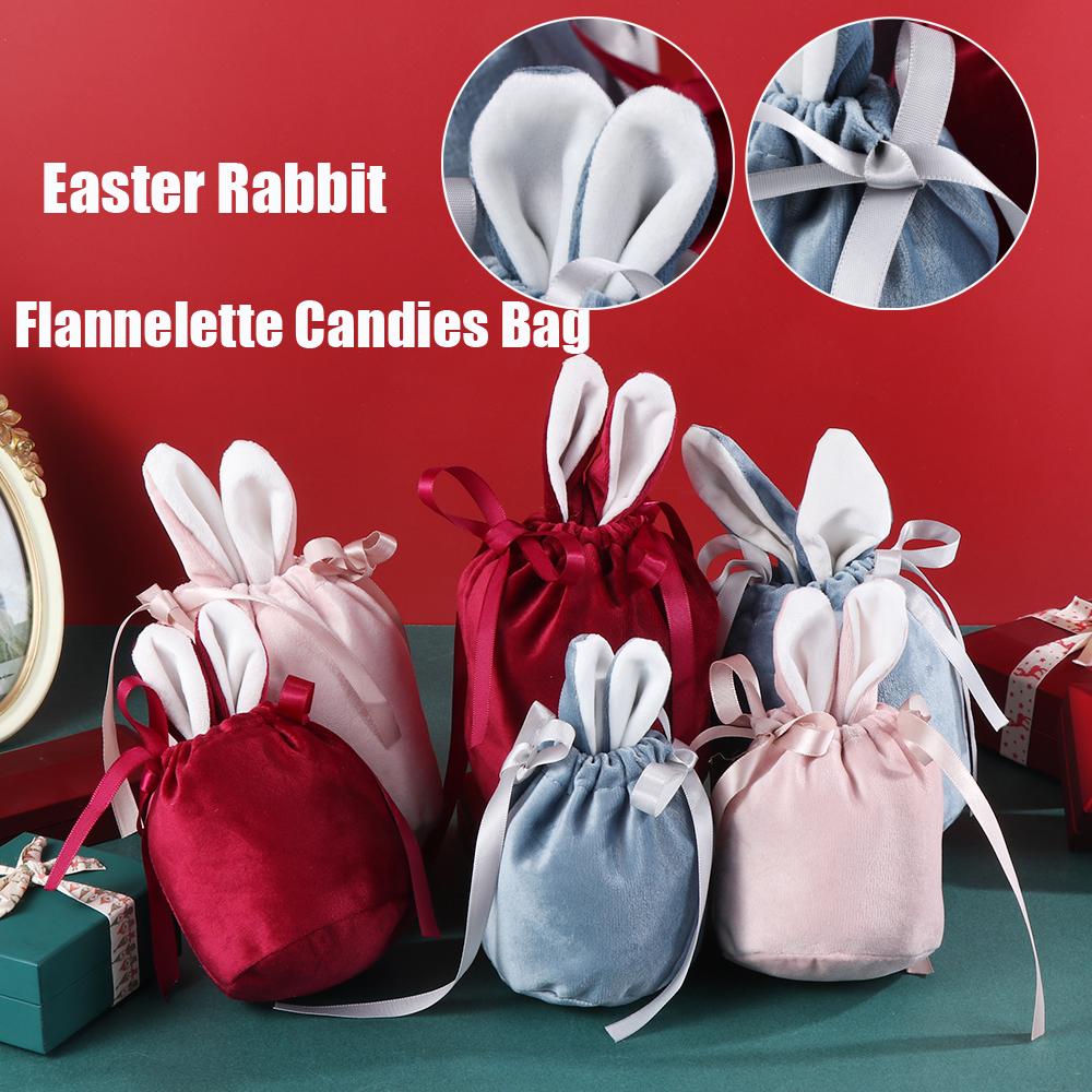 Flannelette Rabbit Ear Gift Bag Bunny Ears Gift Packing Bags Jewelry Organizer  Wedding Supplies