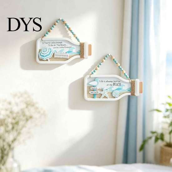Rustic Wood Wall Hanging Wooden Drift Bottle Decors, Farmhouse Art, Beach Theme Coastal Decor Decorations, Mediterranean Style for Lake House Bedroom